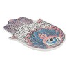 Pink Chakra Hamsa Palm Mandala and Evil Eye Ceramic Dish