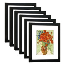 DEKWINN 8x10 Picture Frame Set of 6 with Real Glass for Pictures 5x7 with Mat or 8x10 Without Mat, Wall Gallery or Tabletop display Photo Frames in Black