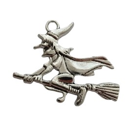 WYGUYO - Juego de 5 colgantes de bruja para Halloween, para hacer accesorios de bricolaje, manualidades, joyería, decoración de 35 x 40 mm, Metal no precioso., No es una piedra preciosa
