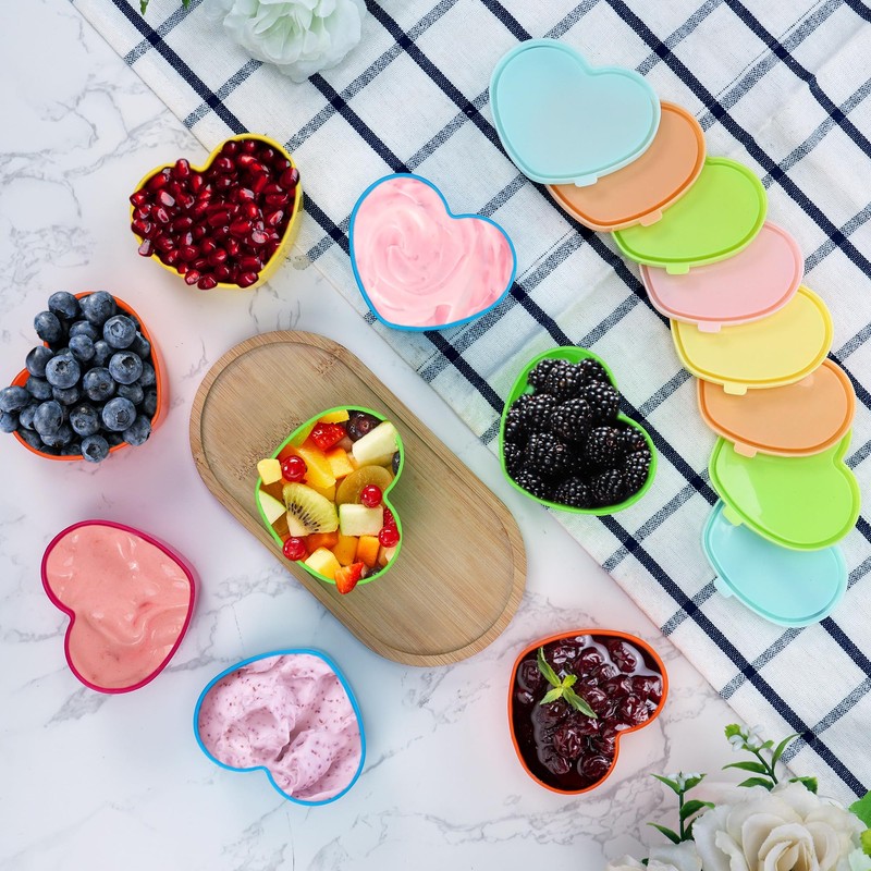 9Pc Small Food Containers with Lids, 90ML Plastic Snack Pots,