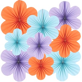 Easy Joy Pack of 9 Paper Flowers Hanging Garland, Blue & Orange & Purple Garland Birthday, Table Decoration Birthday for Girls Tea Party Summer Baby Shower Children's Birthday Window Decoration Party Decoration