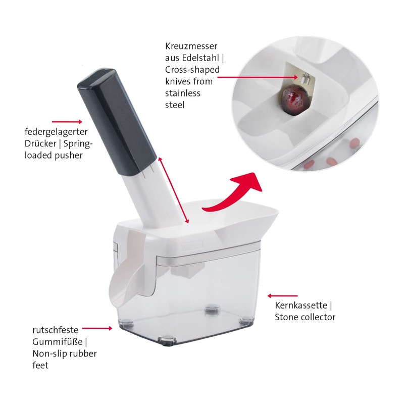 Westmark 403522E6 Cherry Stoner with Chute, Core Cassette and Recipe