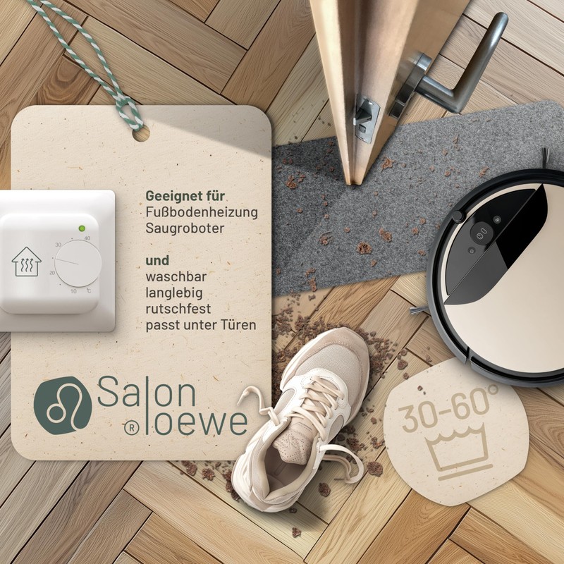 Salonloewe Efia Floor Mat Mini Mat Washable, Plain, grey, 30