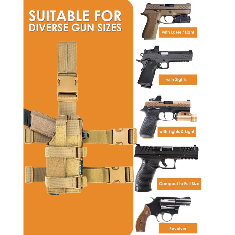 Universal Drop Leg Holster - Adjustable Thigh Holster for Light