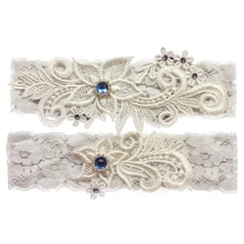 canjoyn Wedding Bridal Lace Garter Set Keepsake Toss Tradition Vintage, 2pc (01-ivory)