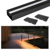 Muzata 6'6" Aluminum Black LED Handrail Rectangular Cable Railing Handrail
