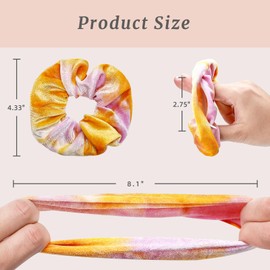 Mirlern Velvet Scrunchies with Zippers Pocket, 8 Pcs Tie Dye Soft Hair Ties, Hidden Pocket Hair Scrunchies Accessories for Women Girls, Soft Ponytail Holder Secret Compartment Items (Rainbow Colors)