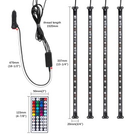KEEPDSGN 4x RGB 72 LED USB Car Interior Floor Atmosphere Light Strip For Nissan 350Z 370Z