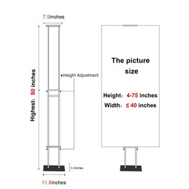 HUAZI Poster Stand for Display Double-Sided Heavy Duty Sign Stand Holder Floor Freestanding Poster Board Stand with Base Adjustable Height Up to 75inches for Board & Foam,Black