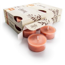 Cinnamon Bark Premium Tealight Candles Bulk Pack - Highly Scented with Essential Oils - 24 Brown Tea Lights - Beautiful Candlelight - Made in The USA - Bakery & Food Collection