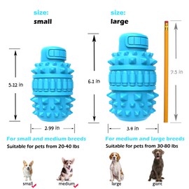 PIFFZEDO Natural Rubber Dog Toy for Small Medium Breed Aggressive Chewer Super Power Dog Chew Toys Squeaky Dog Birthday Toy Dog Toothbrush Interactive Tough Durable Dog Toys(Azure,Small)