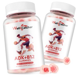Vitamin ADK+B12 Gummies Sugar Free with Vitamin D3 K2 B12 K2 (MK-7) Chewable Vegan Multivitamin Supplement for Men Women Bone Brain Immune Skin Eye Heart 60 Counts Raspberry Flavored 2 Packs
