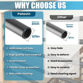 5 Foot x 5/8-inch Round Horizontal Bar Baluster for Stair Remodel- Wrought Iron Hollow Staircase Metal Spindles for Indoor Staircase-Matte Black 5 Pack