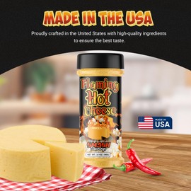 Flaming Hot Cheese Popcorn Seasoning Shaker – 2 Pack Spicy Bold Snack Blend with Premium Cheese & Chili Peppers – Gourmet Sprinkle for Popcorn, Chips, Fries, Veggies, Pasta, Nachos, Party Snacks