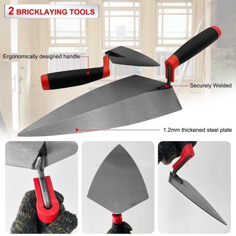 Hubaow 4 Pieces Concrete Tools, High Carbon Steel Masonry Trowel