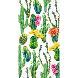 Cactus Guest Towels 32 Count | 3-Ply Decorative Paper Napkins for Buffet Kitchen or Bathroom Fingertip Hang Towels | Exotic Garden Design