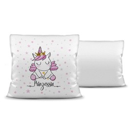 Tassendruck Cushion White Polyester (Fluffy) Including Filling with Saying Unicorn Princess - Glitter/Gift Idea/Star/Decorative Pillow/Unicorn/Unicorn