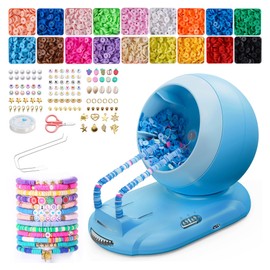 ETUDAW Clay Bead Spinner for Jewelry Making, Rechargeable Cordless Electric Bead Spinner, 4500PCS Clay Bead Bracelet Making Kit with Dual Needles and Adjustable Speed for Holidays, Birthdays (Blue)