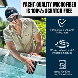 TUBTEK Microfiber Hot Tub Cleaning Towels | ScumGone Hot Tub Cleaner for Inside Surface | Easily Wipe Away Hot Tub Scum from Shell | Pair with Hot Tub Scum Absorber | 100% Scratch Free (3 Pack)