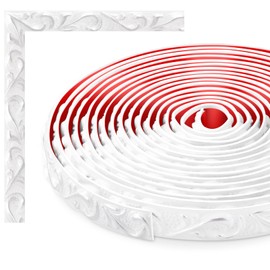 TECDW 6 Meters Flexible Moulding Trim Wall Trim, Peel and Stick Wall Ceiling Decorative Trim, Panel Moulding, Suitable for cabinets, Walls, Home Decoration(White with Silver, 2CM W)