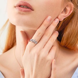 HOOHWE Celtic Ring 925 Sterling Silver Rings for Women Adjustable Celtic Jewellery for Women Girls, Sterling Silver