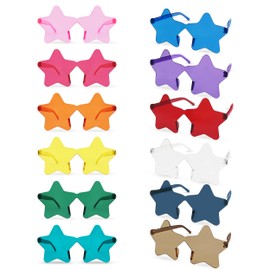 SEPTPARTY Womens Star Shaped Rimless Sunglasses for Bachelorette Party Favors, Mixed Color,Multi 12 Pack(STAR12MIX)