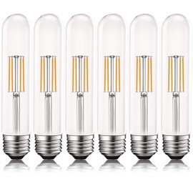 Luxrite Vintage T9 LED Tube Light Bulbs 60W Equivalent, 2700K Warm White, 550 Lumens, Dimmable Edison Tubular Light Bulbs 5W, Clear Glass, LED Filament Bulb, UL Listed, E26 Standard Base (6 Pack)
