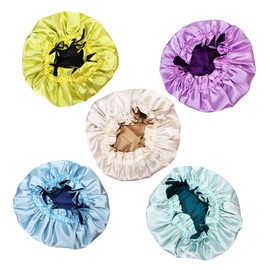 Mikinona Kids Satin Elastic Bathing Cap for Sleeping Hair Protection Hat for Boys Girls