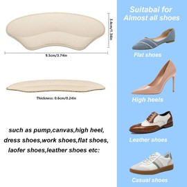 Heel Grips Inserts for Loose Shoes, Self-Adhesive Heel Cushion Pads for Shoes Too Big, Soft Heel Protectors for Blisters, Heel Pain, Slipping, and Rubbing – Improved Shoe Fit (Black, 4 Pairs)