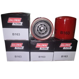 Baldwin B163 Spin-on Full-Flow Lube Oil or Transmission Filter, Heavy Duty 12 Micron, Replaces WIX 51307, Fram TG16 and XG16 (Pack of 6)