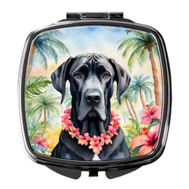 Caroline's Treasures Great Dane Luau Compact Mirror Decorative Travel Makeup Mirror for Women Girls Gifts Pocket Makeup Mirror Folding Handheld