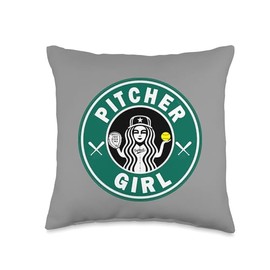 Softball Pitcher for Girls Teen Fast Pitch Players Throw Pillow, 16x16, Multicolor