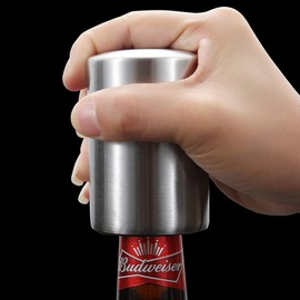 Father's Day Gift for Dad, YUDANSI Push Down Bottle Opener, Automatic Beer Openers, Stainless Steel Bottle Cap Mover, Funny Kitchen Gadgets, Beer Bar Accessories Gifts for Him BF, Magnetic Corkscrew