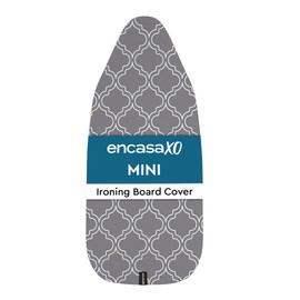 Encasa XO Ironing Board Cover and Pad 28"x12" - Thick 3mm Felt Padding, Drawstring Tightening & Lock, Easy Fit, Scorch & Stain Resistant, Fits Mini Ironing Board - Grey Tiles