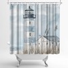 LeAquaNook Nautical Lighthouse Shower Curtain for Bathroom Blue Ocean Painting
