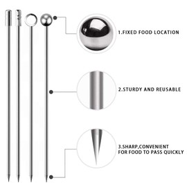 Cocktail Picks Stainless Steel Set of 16 Hors D'oeuvres Pins Silver Cocktail Pins Fruit Picks Pintxos Picks Cocktail Decorations Reusable Wedding Party Commercial