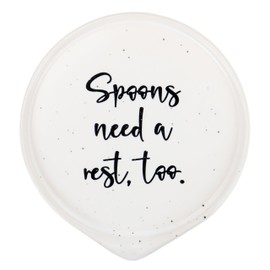 Ceramic Spoon Rest for Stove Top - Cute Spoon Holder for Kitchen Counter - White Coffee Spoon Rest Utensil Rest Spatula Rest - Farmhouse Kitchen Counter Decor