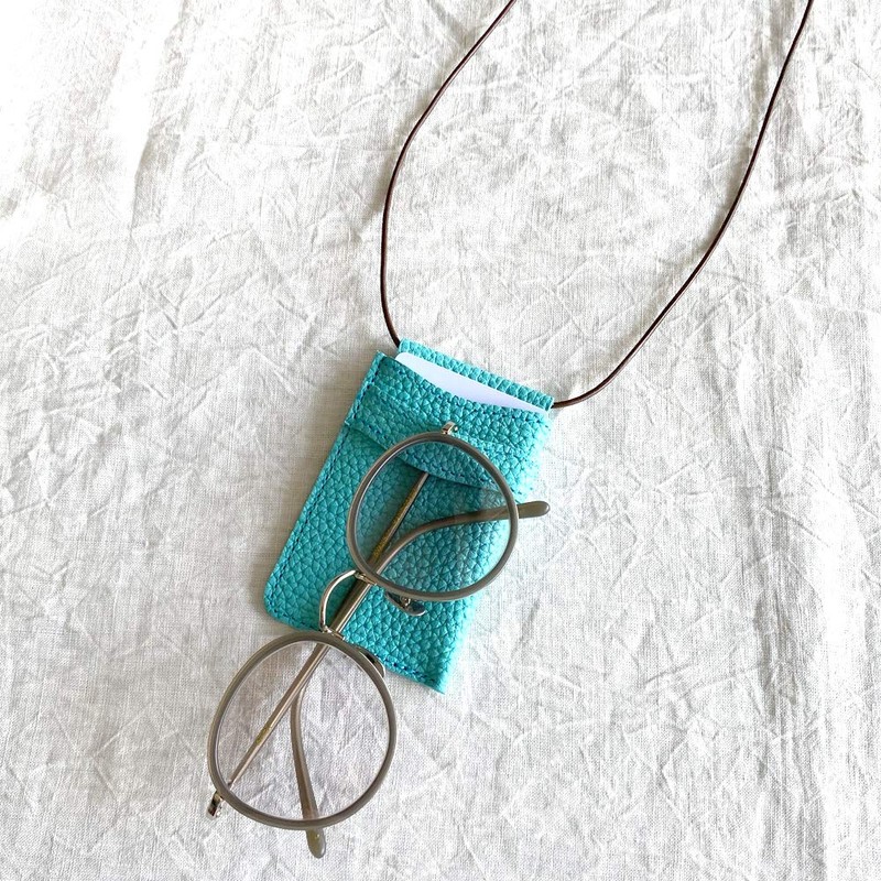 [blue bloom] bb014 ID Card Holder, Genuine Leather, Neck Strap,