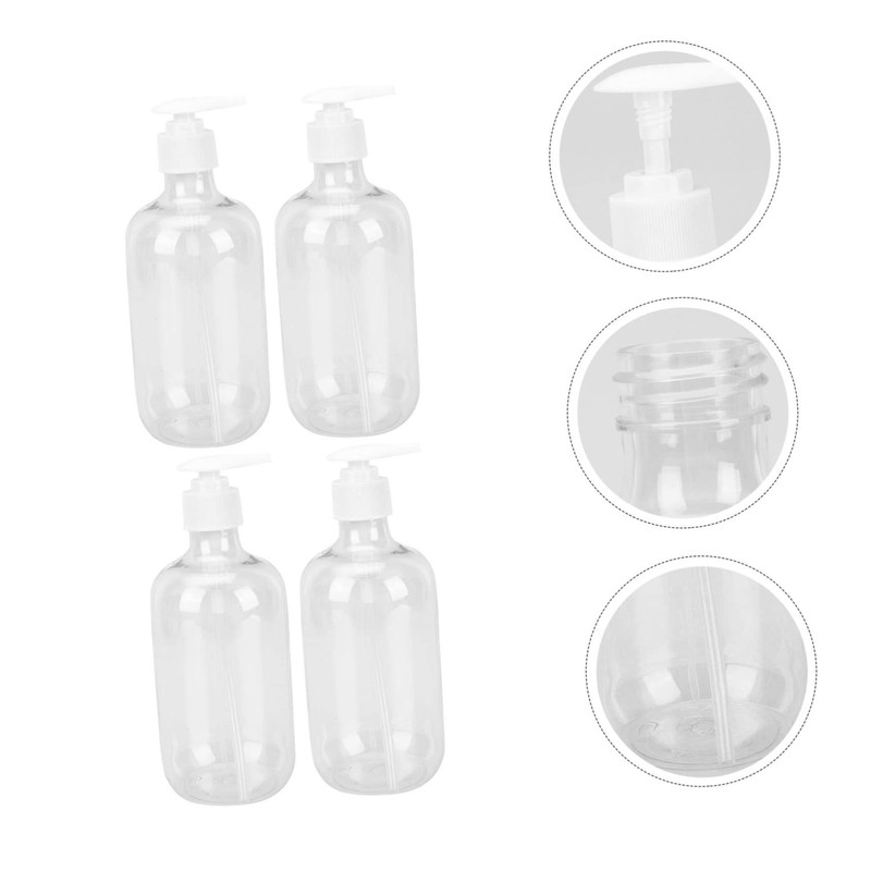 Ciieeo 4pcs Pressing Container for Shampoo and Shower Gel Transparent