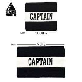 Chasing North Captains Armband for Football Hockey Rugby Netball – Youths & Men's Elasticated Sports Captain Armbands (Youth's Black)