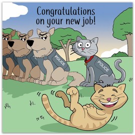 Twizler New Job Card Funny Police Cat - Funny Leaving Card