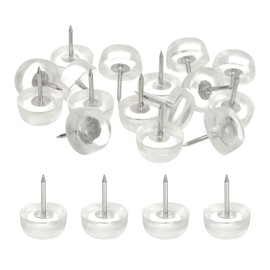 uxcell Nail on Furniture Sliders, 20Pcs Rubber Chair Glides Nail in Chair Leg Floor Protectors Round Chair Leg Pads Flat Bottom Table Feet for Hardwood Floors (Clear, 8.5x18mm)