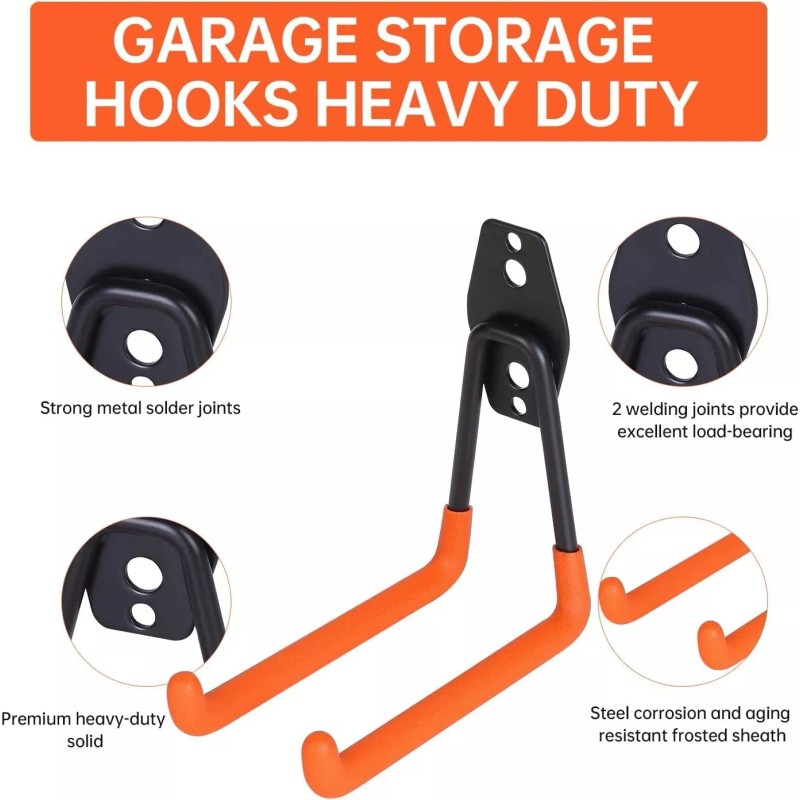 NOONE Garage Hooks Heavy Duty 14 Pack Frosted Steel Storage