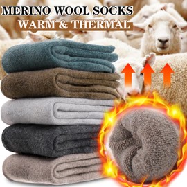 MOGGEI Womens Merino Wool Socks for Hiking Winter Warm Thick Thermal Crew Cozy Cabin Ladies Gift Comfy Boot Work Socks 5 Pairs(Assorted K(5 Pairs))