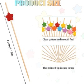 Colorful Bamboo Cocktail Picks,100Pcs Wooden Toothpicks Colorful Fruit Sticks,Colorful Star Cocktail Picks Fruit Food Hamburger Sticks,Wooden Cocktail Toothpicks Colorful Star Shape Cocktail Picks