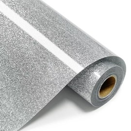 Silver Glitter HTV Vinyl Roll - 10 in x 8 ft Silver Glitter Heat Transfer Vinyl for Shirts, Glitter Iron-On Vinyl for All Cutting Machines, Easy to Cut to fit Heat Vinyl Designs by SCZENQ