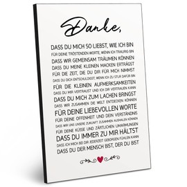 ARTFAVES® Holzbild mit Spruch - Danke DASS du Mich so liebst | modernes Holzschild schwarz-Weiss zur Dekoration oder als Geschenk zum Thema Liebe/Familie/Liebe/Freundschaft