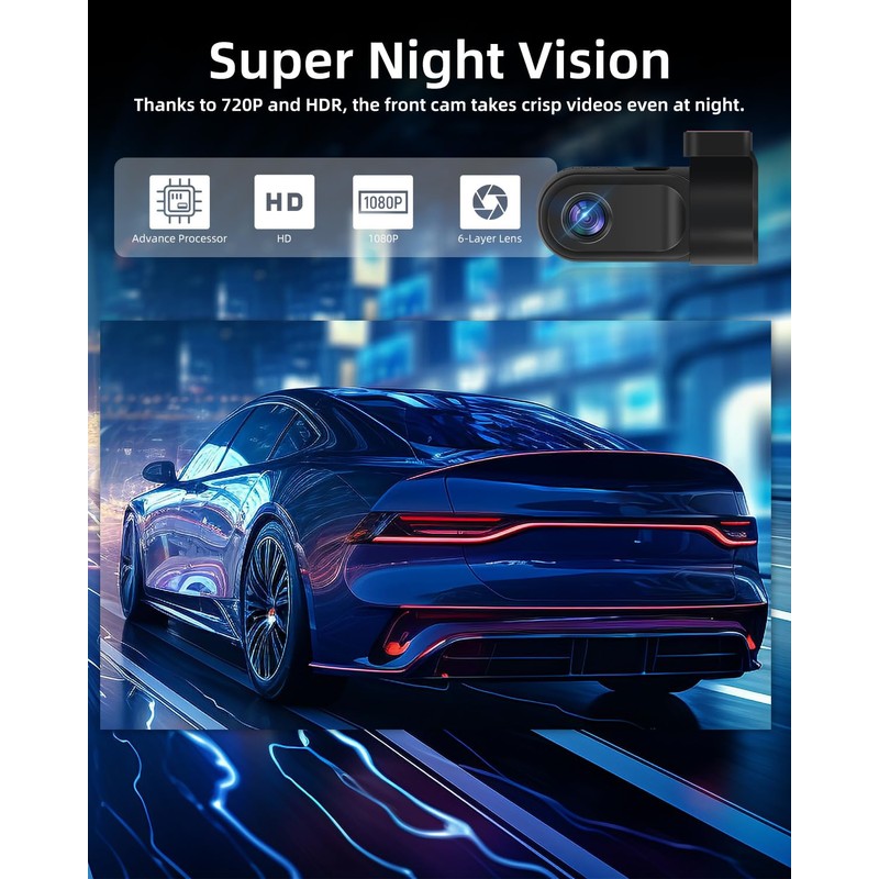 NHOPEEW 720P Dash Cam Front - 720P Mini Dash Camera