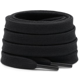 DELELE Sneakers Flat Shoe Laces: 2/5 Inches Wide Black Athletic Replacement Shoelaces 51 inch