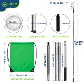 Kriico Fruit Picker Pole Tool with Basket Telescoping, 3.2FT-5.5FT Adjustable Pole, Apple Picker Tool with Soft Bag, Long Handle Picker for Avocado, Lemon, Orange, Mango, Limes, Persimmons, Plums